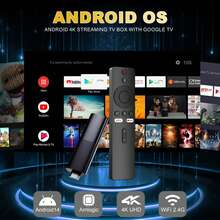 I96 D9 電視棒，超高清 4K UHD ATV，配備 [2GB RAM+16GB ROM]，雙頻 WiFi 語音遙控器，內建 Android ATV 智慧電視系統，適用於 Android 電視棒、4K HD 串流設備，適用於電視和投影機 - 黑色 - 查看 4