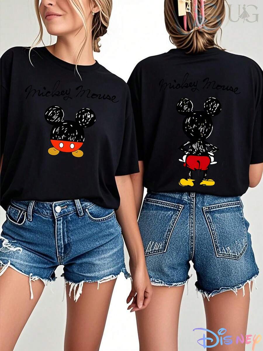 Mickey & Co. Mickey Mouse And Friends Graphic T-Shirts, Officially Printed Disney Women's Short-Sleeve T-Shirt, Suitable For Casual Wear In Spring And Summer, Is The Best Choice For Gifts. - màu đen - Xem 1
