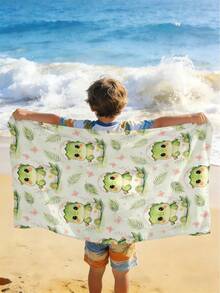 1PC Cartoon Printed Children'S Beach Towel, Cute Towel, Looped Portable Beach Towel,Play On The Beach, Bathe In The Pool, And Use After Exercise - Multicolor - View 3