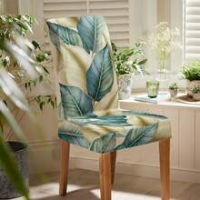 Set Of 2 Chair Covers With Plant, Flower And Animal Print, Elegant High-End Design, Versatile For Interior Decoration And Home Use - Army Green - View 2
