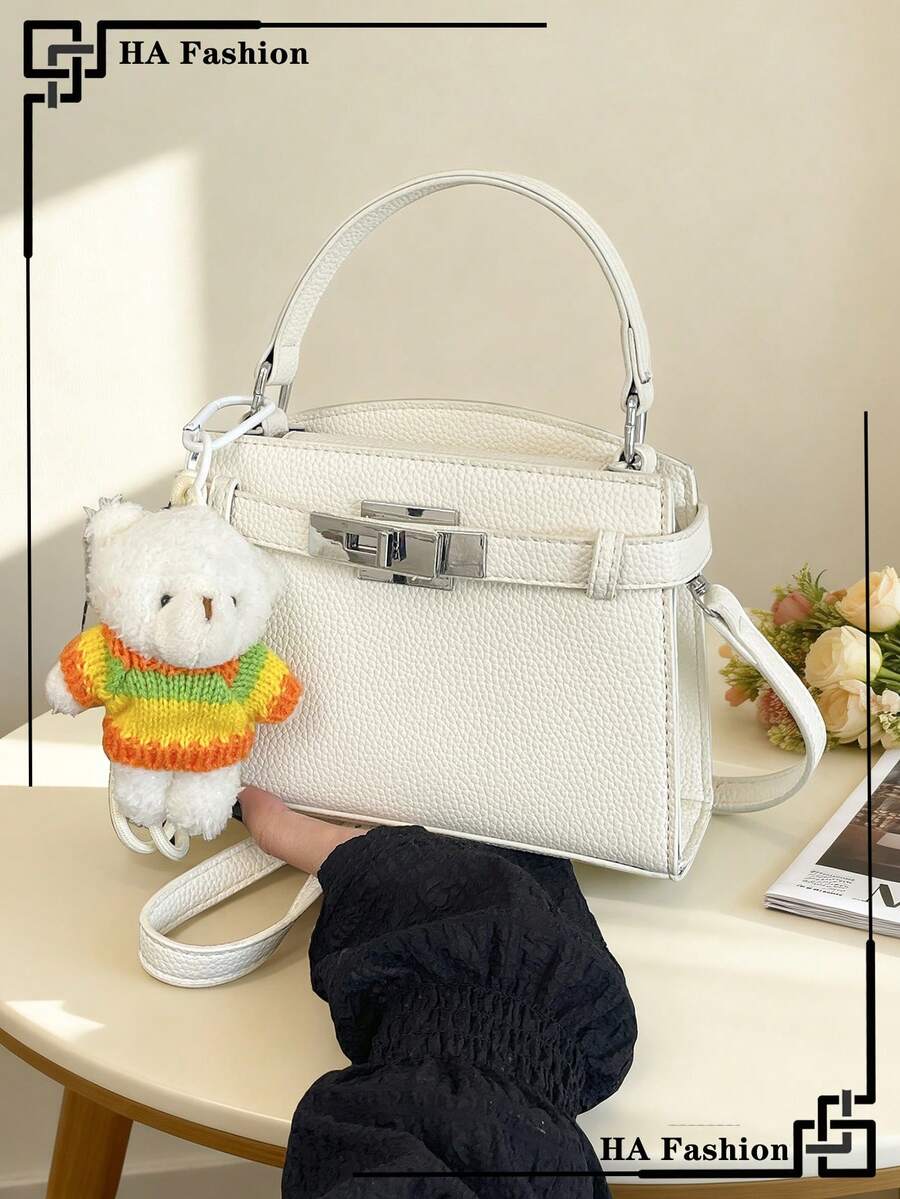 1pc 2026 New Fashion Women Handbag, Minimalist Shoulder Bag, Small Square Crossbody Bag - White - View 1