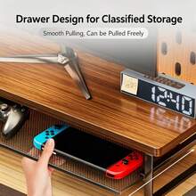 Dual-Layer Computer Desk Riser With Storage Drawer, Heavy-Duty Thickened Ventilated Design, Multi-Layer Monitor Stand And Keyboard Tray, Suitable For Home Office, Space-Saving Workstation, Easy Assembly - Blanco - Ver 6