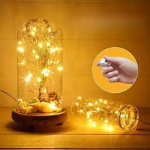 5/10 piezas/Paquete 1m Luces de alambre de cobre LED, Luces de ambiente decorativas para ramos, Pequeñas luces de cadena, Flores, ¡Luces decorativas para regalos! - Amarillo - Ver 3