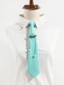 1 pieza Corbata con decoración de cadena de estrella de perla de cristal sintético de moda unisex casual, adecuada para uso diario, escuela, citas, salidas, fiestas - Multicolor - Ver 8
