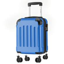 YONSLY 16 Inch Suitcase With Detachable Wheels 360° Combination Lock Double Zipper Soft Rubber Handle Trolley Travel Suitcase For Vacation - 寶藍色 - 查看 1