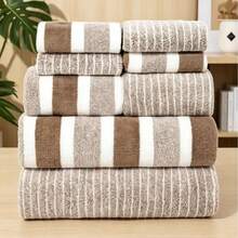 Bộ 8 khăn tắm, khăn tắm kẻ sọc mềm mại dùng trong nhà tắm, khăn mặt, khăn thấm hút nhanh khô, thích hợp để lau mặt. - Nhiều màu - Xem 7