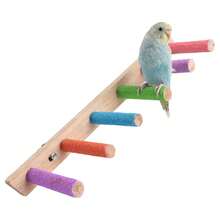 1PC Accessory Color Random Delivery Bird Frosted Perch Parrot Claw Grinding Perch Stand Tiger Skin Cockatiel Wooden Stick Toy Bird Cage Perch Accessory - Style A - View 10