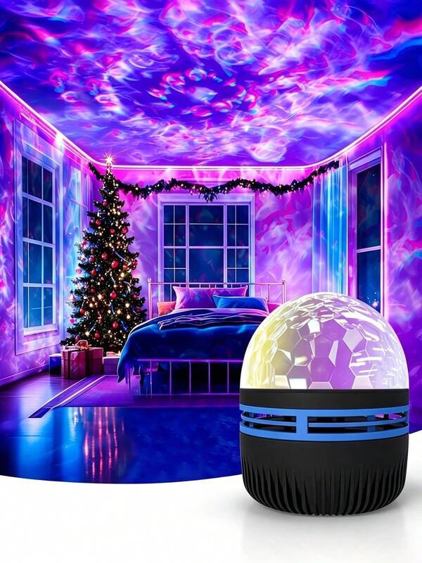 1pc Water Wave Projection Lamp, Type-C Interface USB Home Indoor Multifunctional LED Light, Starry Sky Atmosphere Light, E-Book Reading Light, Home Decor Lamp, Suitable For Bedroom Living Room, Holiday Gift