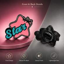 Star Brooch Pin, Y2K Pink & Blue Enamel Pin, Lapel Pin For Clothing Bags, Main Character Energy - Powder Blue - View 1