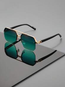 Unisex Business Casual Style Double Bridge Glasses, Suitable For Daily Wear, Commuting, Travel And Driving - Multicolor - View 12