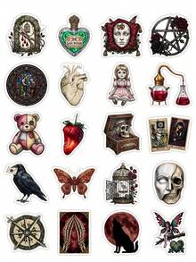 50Pcs Dark Victorian Gothic Stickers, Vintage Occult Decals For Daily Accessories, Desk Decor, Laptop, Water Bottle, Party Favors & Gifting, Back To School - Multicolor - View 6