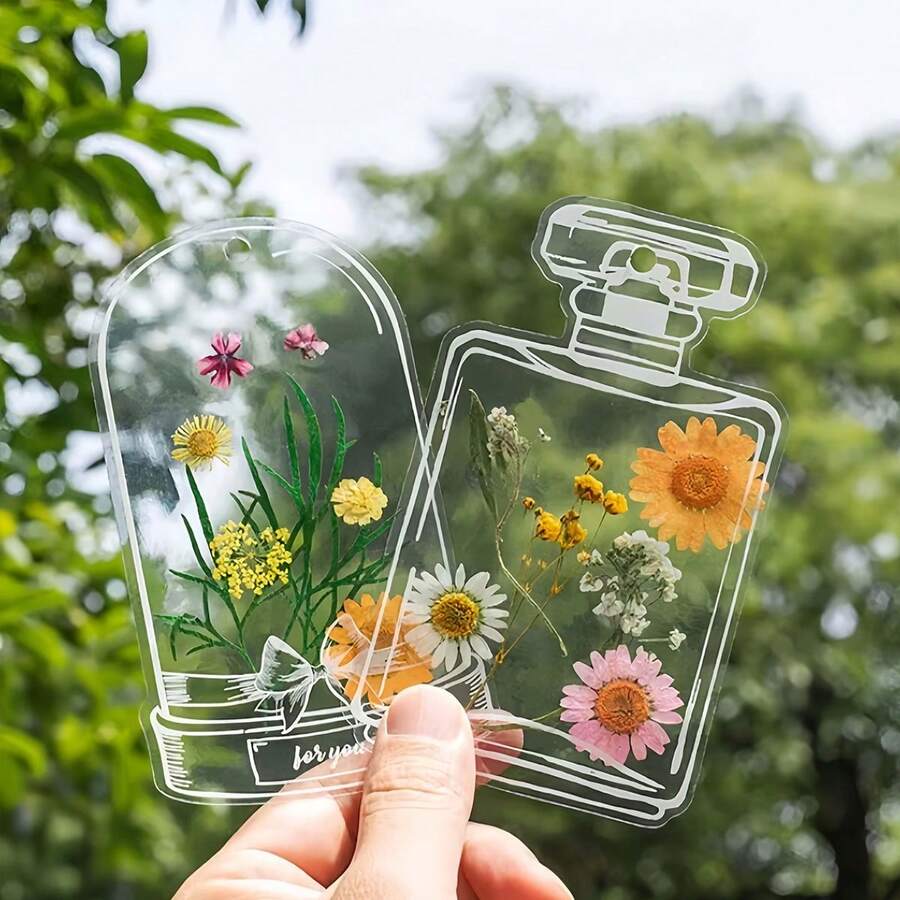 100pcs Transparent Petal Bookmarks For Teens, Bookmark Set (Without Dried Flowers), Suitable For Outdoor Handmade DIY Bookmarks, Handmade Bookmarks, Books And Gifts, Collect Spring, Summer, Autumn Floral Prints Games With Friends, Classmates And Partners - A - View 1