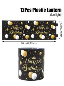 6/12件組生日快樂燈罩裝飾，桌上擺飾，生日桌飾，生日裝飾，派對背景裝飾，燭台，生日派對裝飾，家居裝飾，派對伴手禮，派對用品（不含燈光與蠟燭） - 生日快樂 - 查看 9