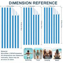 1 pieza Toalla de playa de microfibra súper absorbente con estampado de rayas azules y blancas a una cara, adecuada para viajes, natación, buceo, surf, yoga, camping - Azul y blanco - Ver 4