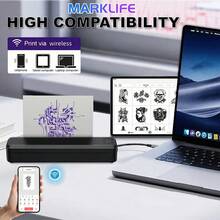 Marklife 1 個 A4 便攜式無線迷你熱感印表機,適用於紋身圖案製作與居家辦公,無線兼容無墨印表機,適合紋身工作室,附紋身紙與 A4 熱感紙,兼容智慧型手機/平板電腦/列印 - 彩色 - 查看 6