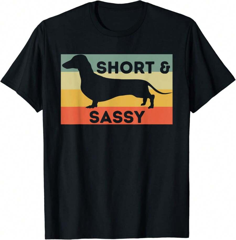 Short And Sassy - Dachshund Lover Wiener Dog Badger Dog Gift Unisex T-Shirt - 黑色 - 查看 1