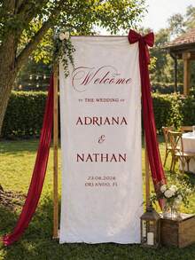 Custom Wedding Welcome Sign, Wedding Fabric Welcome Banner, Personalized Bridal Shower Name Sign, Wedding Decoration Fabric Sign, Personalized Party Banner Decor, Multiple Fabric Options - Multicolor - View 3