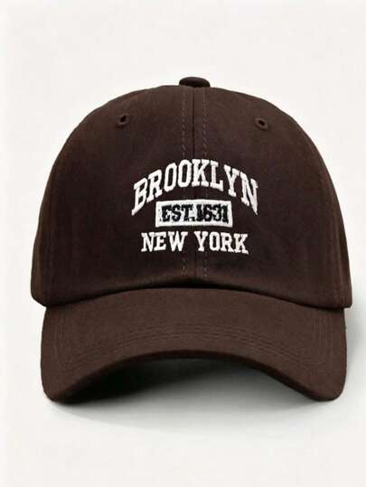 1顶Y2K刺绣字母“BROOKLYN NEW YORK”滑雪帽，男女通用透气防晒时尚棒球帽，适合日常户外穿着