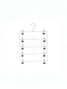 1pc 4-Tier Adjustable Clothes Hanger, Non-Slip Metal Pants Rack With 360° Swivel Hook, Space-Saving Closet Organizer, Suitable For Jeans, Skirts And Socks - Silver - View 6