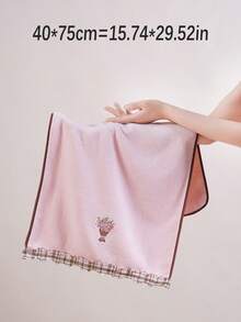 珊瑚絨刺繡玫瑰臉巾、浴巾、手捧花、婚禮裝飾、伴娘、吸水超細纖維純色刺繡浴巾或毛巾、情侶款居家手巾浴巾、柔軟親膚浴室毛巾、浴室用品、沙灘巾，適用於浴室、飯店、開學季、居家必需品、毛巾、護膚 - 粉色 - 查看 15