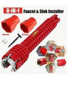 Cờ lê bồn rửa đa năng - Kết hợp dụng cụ tháo ốc vít bị hỏng và thước đo độ thăng bằng, phù hợp với 99% ốc vít vòi nước, lý tưởng cho việc lắp đặt và sửa chữa bồn rửa nhà bếp, phòng tắm, nhà vệ sinh và hệ thống đường ống nước, dụng cụ sửa chữa nhà cửa và bảo trì bền bỉ. - cờ lê bồn rửa - Xem 2