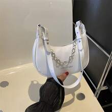 Bolso de mano moderno y versátil para mujer, estilo casual elegante con un toque de alta gama, bolso de hombro estiloso ideal para ir de compras, bolso pequeño de cadena de color sólido, sencillo y elegante para mujer, nueva versión coreana de otoño e invierno 2023, bolso bandolera de un solo hombro, bolso tipo dumpling de moda. - Caqui - Ver 4