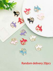 10/20/100pcs Zinc Alloy Oil Drop Cat Pendant Charms, Cute Cartoon Earring Jewelry Accessories For Girls - Kitten - View 9