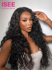ISEE 180% Density 16-26 Inch Natural Color Human Hair Wig, Water Wave, HD 9*6 Inch Lace Front, Pre-Cut Lace, Pre-Plucked Hairline, Pre-Bleached Knots, Suitable For Daily Use By Women - SNatural - View 1