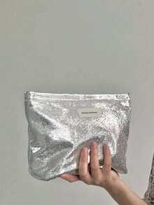 便攜時尚亮面大容量化妝包，適合旅行收納化妝品、刷具與配件，適用於旅行、居家收納、宿舍，可作為婚禮禮物、母親節禮物、好友禮物、生日禮物或紀念品 - 彩色 - 查看 3