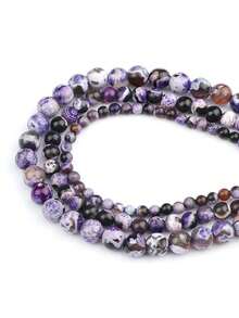 6/8/10mm Purple Coffee Fire Agate Natural Stone Onyx Round Loose Spacer Beads For Making DIY Bracelets Necklaces Friendship Gift Jewelry - Multicolor - View 6