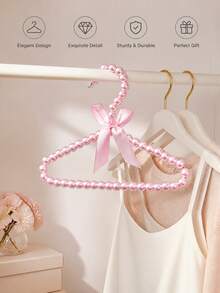 Children's Pearl Hanger, Small Pearl Bow Hanger, Elegant Standard Hanger, Suitable For Children, Babies, Pet Dogs (White), Valentine's Day Heart - Pink - View 2