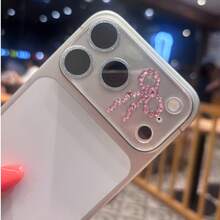 Sparkling Crystal Bowknot Base Camera Lens Film, With Shiny Lens Frame, Suitable For IPhone 17 Pro Max/17 Pro - Pink - View 2