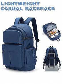 Mochila para portátil de gran capacidad, mochila de viaje casual con múltiples compartimentos, cabe portátiles de 15.6 pulgadas, mochilas escolares para estudiantes de secundaria, mochila de negocios ligera, impermeable y a prueba de golpes, con correas de hombro ergonómicas y acolchadas transpirables - Multicolor - Ver 12
