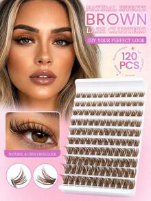 MAANGE 120pcs Brown Cluster Eyelashes, Soft & Charming Fluffy Effect, Multi-Length Cluster, Suitable For Beginners Eye Makeup, Cluster Lashes, Individual Lashes, False Eyelashes - D - View 9
