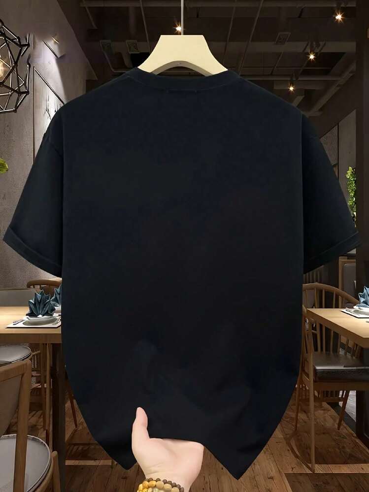 Camiseta de manga corta con estampado de avión colorido - Negro - Añade 2