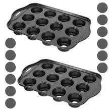12-Cup Non-Stick Carbon Steel Mini Muffin Pan With Removable Bottom, 13 X 8 Inch Cheesecake Pan, Mini Cheesecake Pan, Non-Slip Muffin Pan Baking Supplies - Black - View 11