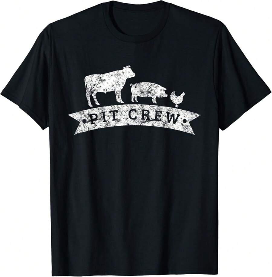Vintage Pit Crew Funny BBQ Grilling Gift Unisex T-Shirt - 黑色 - 查看 1