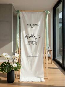 Customized Wedding Welcome Sign, Personalized Fabric Welcome Banner For Modern Bridal Shower, Boho Wedding Decor, Minimalist Fabric Sign, Hanging Wedding Signage - Multicolor - View 8