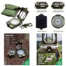 Multifunctional Tactical Survival Military Compass With Lanyard & Pouch | Waterproof & Impact Resistant | Lensatic Sighting Compass For Hiking - 1 - View 1
