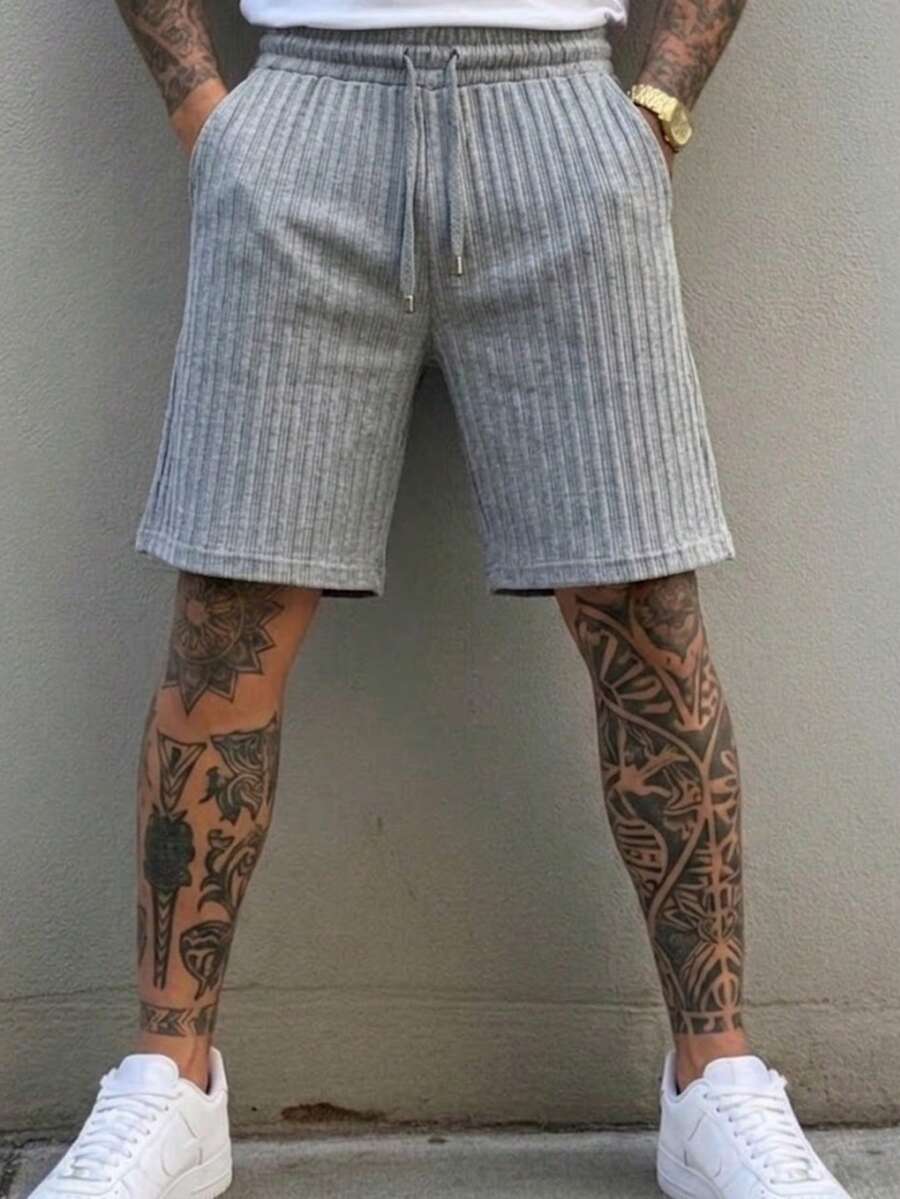 Men's Casual Drawstring Wide-Leg Knit Shorts