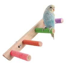 1PC Accessory Color Random Delivery Bird Frosted Perch Parrot Claw Grinding Perch Stand Tiger Skin Cockatiel Wooden Stick Toy Bird Cage Perch Accessory - Style A - View 9
