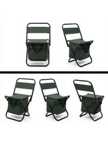 Folding Chair With Built-In Cooler, Portable And Durable - Army Green - View 5