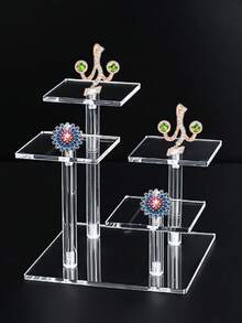 Acrylic Perfume Display Rack, Cosmetics Display Rack, Elevated Display Rack For Stores, Multi-Tier Stepped Square Display Rack For Figurines, Antiques, Jewelry, And Other Collectibles - A - View 14