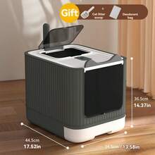 MOFOROCO 1 Piece Of Extra-Large Cat Litter Box With Front-Loading Drawer, Top Cover, Fully Enclosed Double Door, Deodorization, Long-Lasting Splash-Proof And Odor-Proof Cat Toilet, Suitable For Cats 44 Pounds - Grey - View 2
