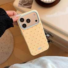 Kavenfort Fashionable INS Style Polka Dot Phone Case, Kompatibel Dengan Apple 17, 16 Pro, Anti-Drop 15, Macaron Color Block 14, Soft Case 13, Girly, Geometric, Minimalist, Fresh & Simple, Color Block Style, Niche, INS Style - Kuning - View 5