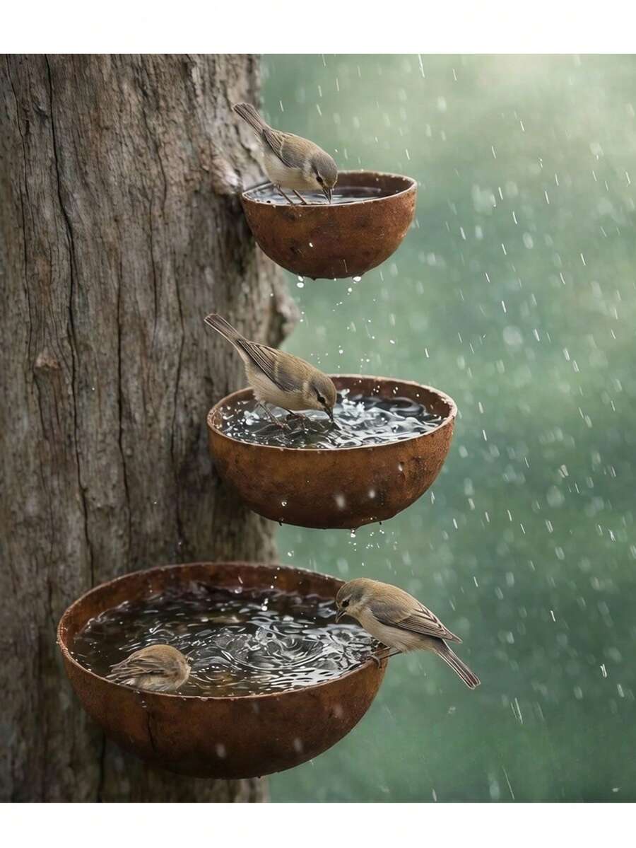 3件組戶外懸掛式鳥類餵食器套裝 - 金屬動物飲水盤與花園裝飾,野生動物飲水站 - 適合後院、露台、陽台、庭院 - 鳥類愛好者、園藝愛好者、自然愛好者和家居裝飾愛好者的理想選擇 - A - 查看 1