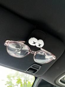 Cute Eye-Shaped Car Visor Clip Fashion Glasses Holder, Magnetic Storage Rack (Glasses Not Included) - A - View 6