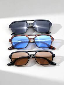 1 Pair Unisex Small Frame Glasses, Retro Metal Temples, High-End Fashionable Quality Eyewear - Multicolor - View 4