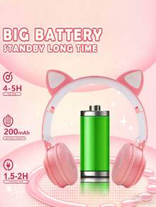 Fones de ouvido sem fio com orelhas de gato e iluminação RGB, chip Jelly de baixa latência, Bluetooth 5.0, dobráveis, uso duplo para jogos e música, entrada para cartão TF, bateria de longa duração, ideais para estudantes e jogadores. - Roxo (orelhas de gato) - Ver 4