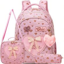 3pcs/Set Girls Floral Print Backpack, Includes Crossbody Bag And Water Bottle Holder, Lightweight Student School Bag Set - Girls' Schoolbag - View 15